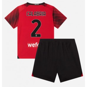 Maillot de foot AC Milan Davide Calabria #2 Domicile enfant 2023-24 Manches Courte (+ pantalon court)
